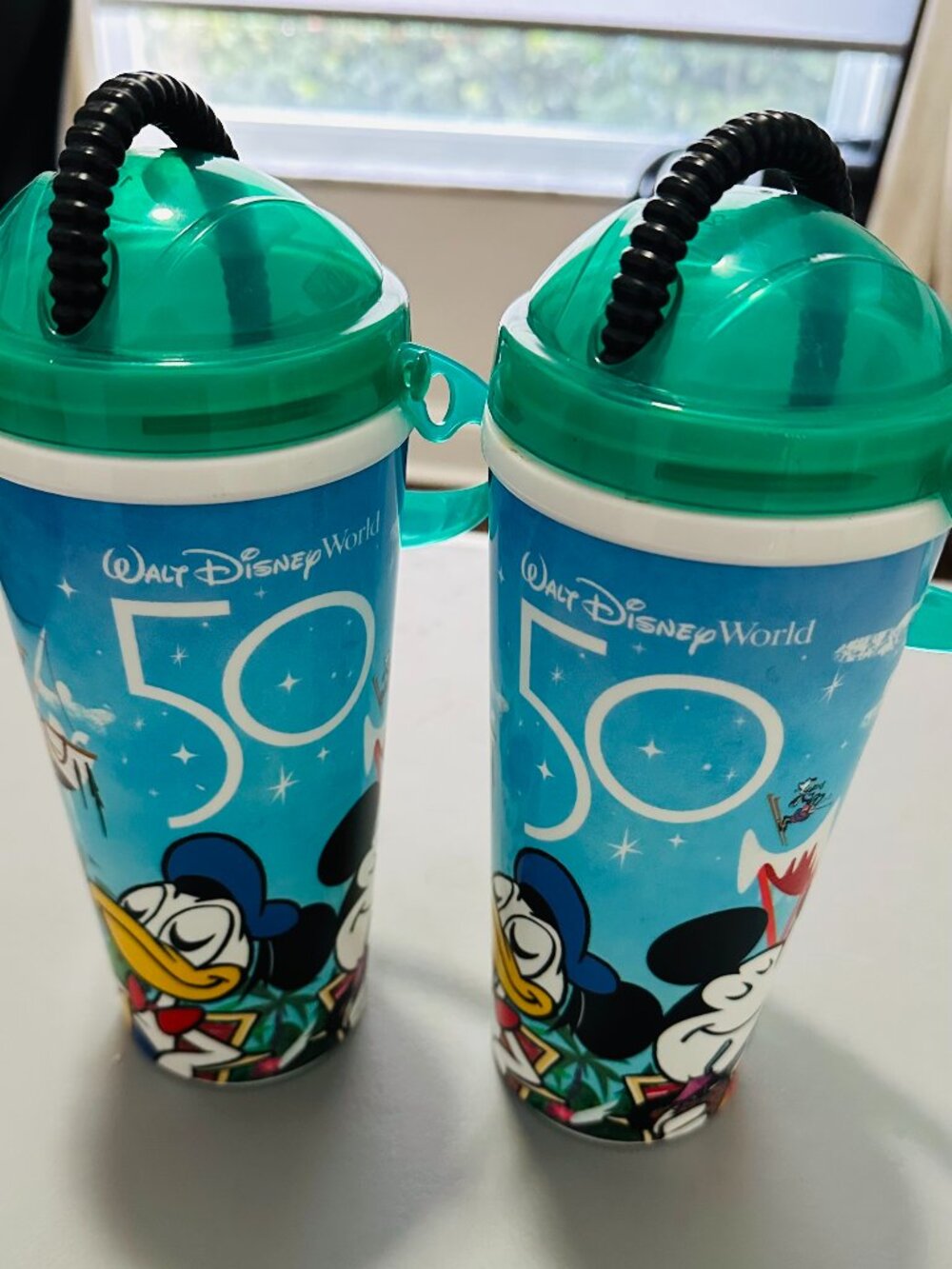 Disney World 50th Anniversary Water Parks 24oz Refillable Cups Set of 2